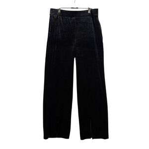 Spanx Velvet Split Hem Wide Leg Pants Size XL Black Pull On High Rise Luxe